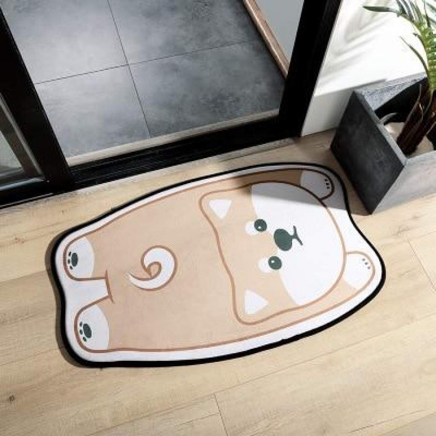 New Cartoon Lovely Dogs Cats Print Carpets Anti-slip Flannel Floor Mat Outdoor Rugs Animal Front Door Mats 50x80cm Kid Bathroom
