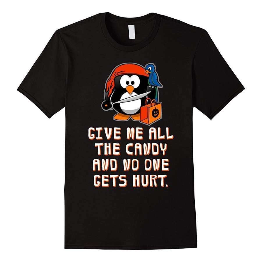 Funny Halloween T-Shirts: Penguin Pirate Men Cotton T-shirt