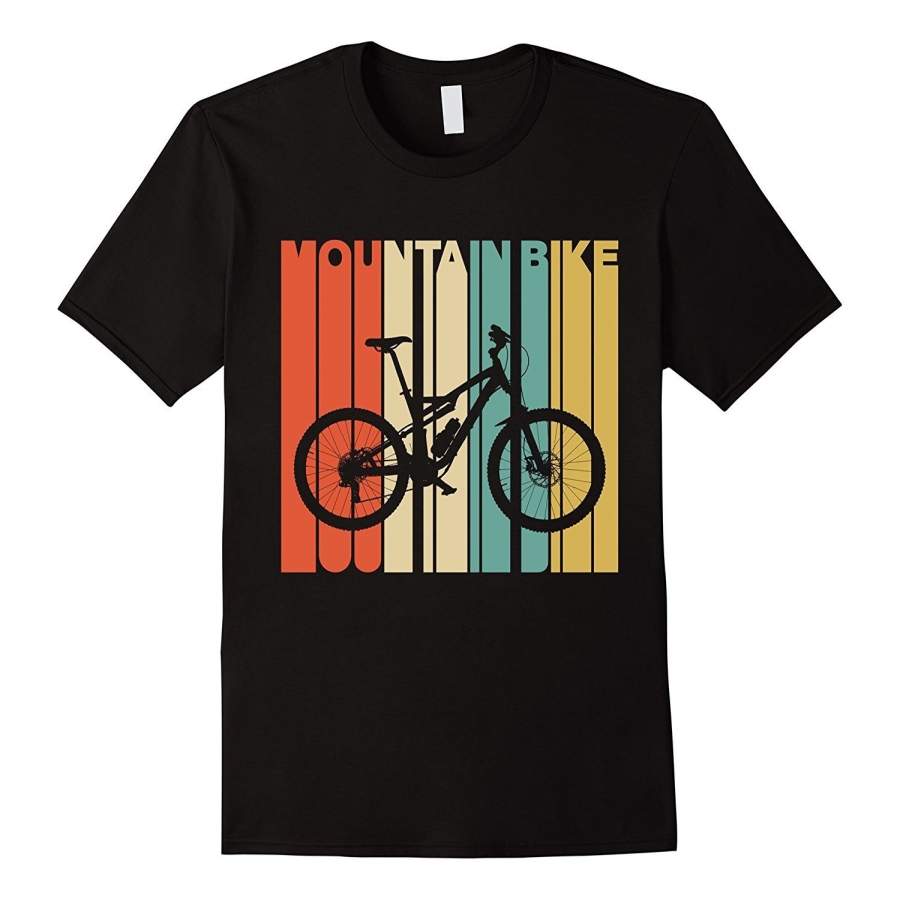 Vintage Style Mountain Bike Silhouette T-Shirt Men Round Neck T-Shirts