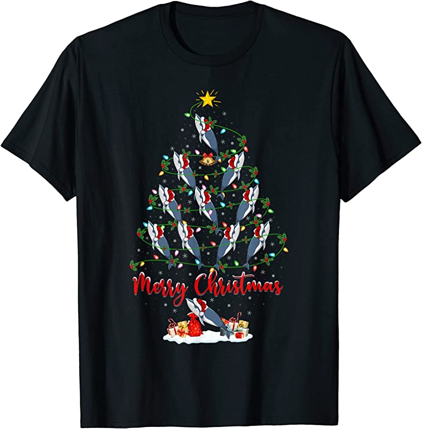 Whale Christmas Tree Lights Funny Whale Xmas T-Shirt