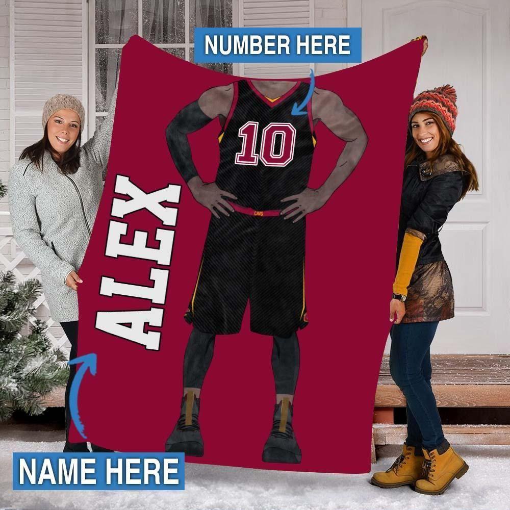 Alex Basketball Custom Text Name And Number Printed Fleece Blanket