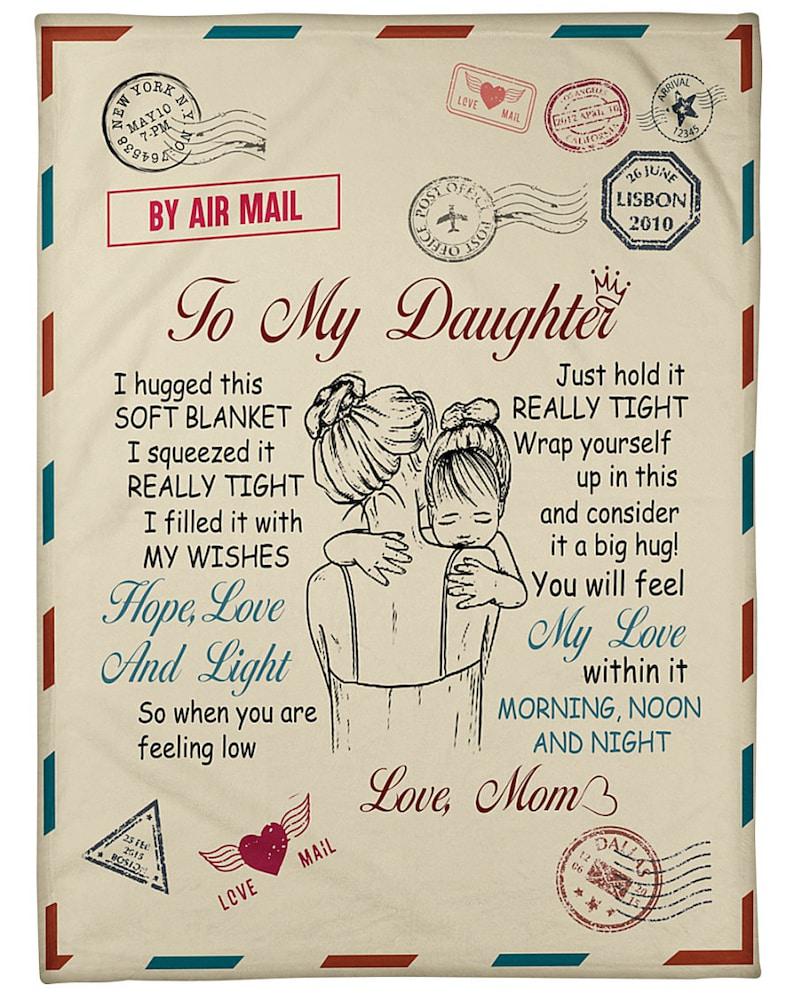 To My Daughter,Mom Blanket, I Hugged This Soft Blanket, Gift For Daughter Family Home Decor Bedding Couch Sofa Soft And Comfy Cozy