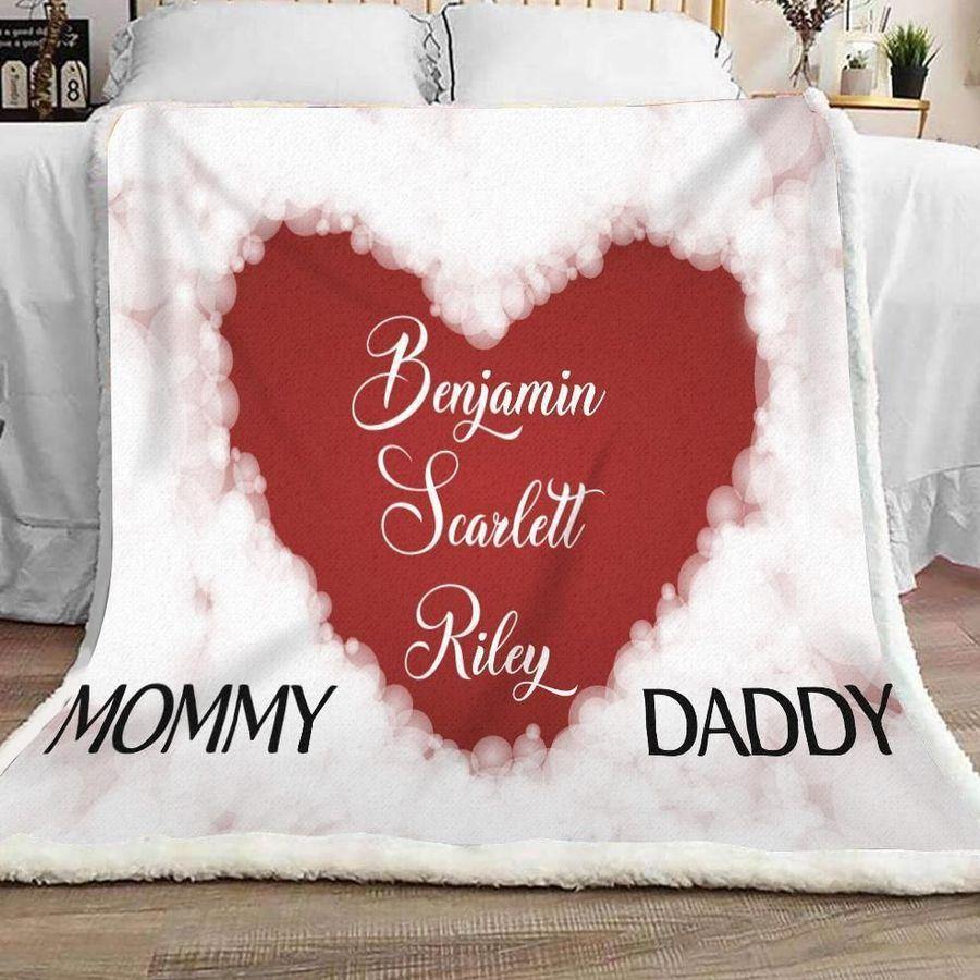 [Personalized Name] Children Name Mommy Daddy – Best Idea Gift For Dad, Gift For Home Decor, Gift For Family  – Fleece Blanket