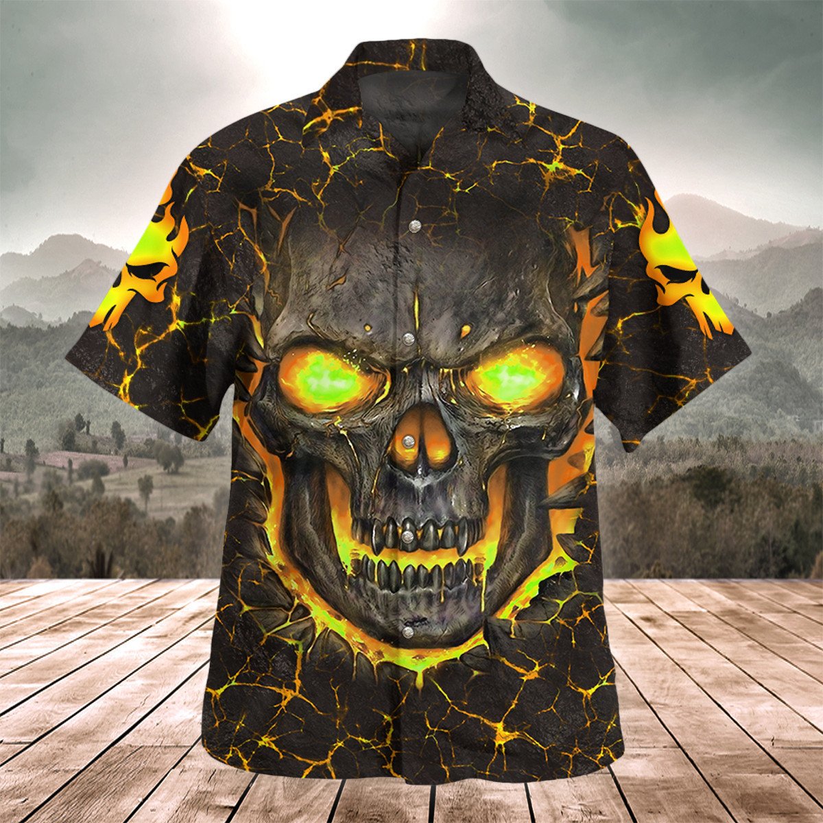 Skull Lava Yellow Version Hawaii Shirt