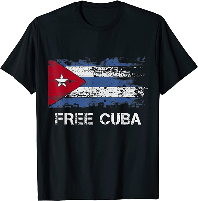 Vintage Flag Sos Cuba Diaz Canel Singao Free Cuban T-Shirt