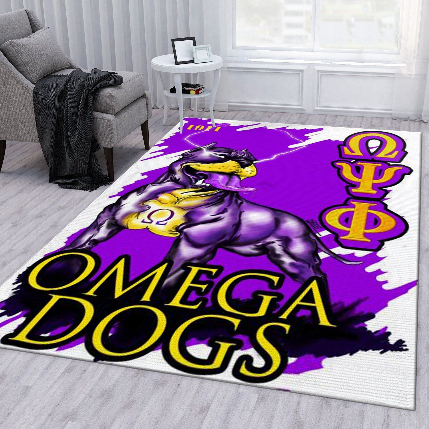 Omega Psi Phi Icon Rug Living Room Rug Us Gift Decor Area Rug For Living Room Bedroom Rug Home Decor