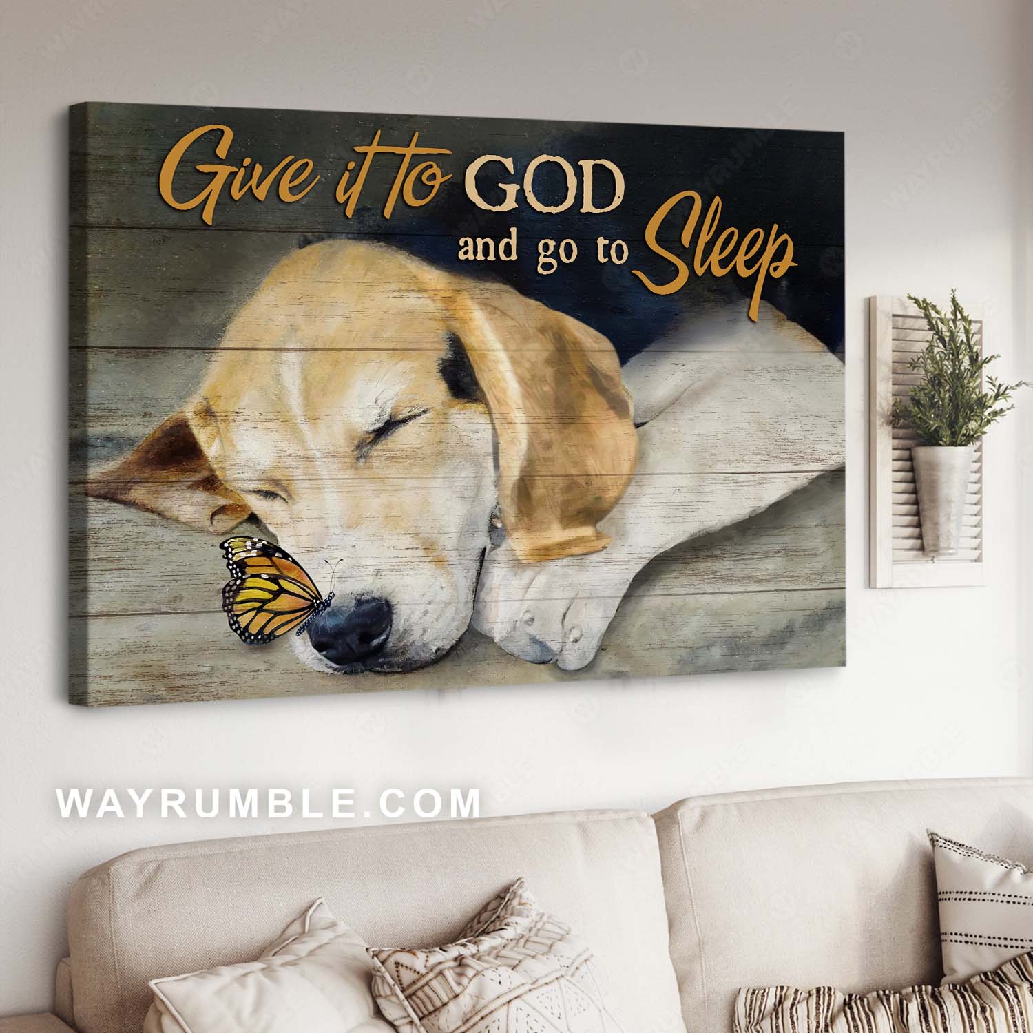 Beagle Painting, Puppy Lover, Monarch Butterfly, Give It To God And Go To Sleep – Jesus Landscape Canvas Prints, Home Decor Wall Art