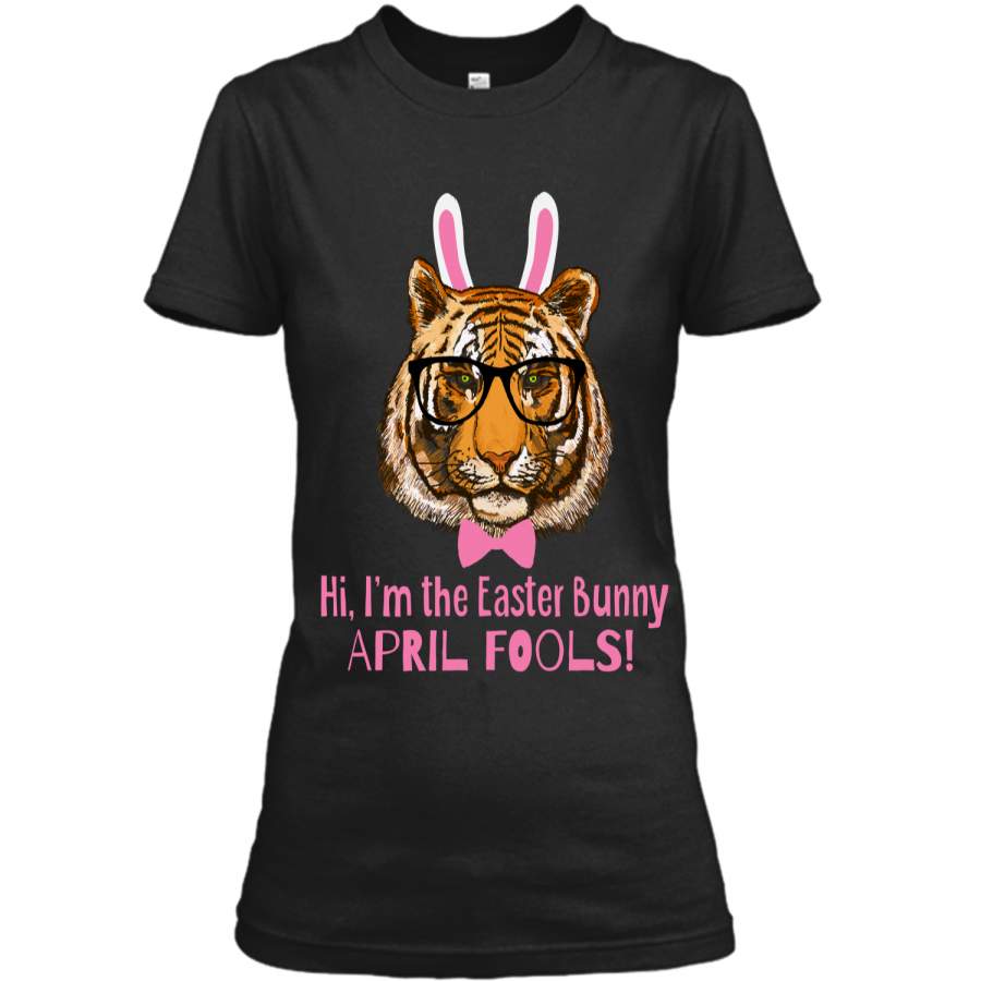 Easter Tiger Funny April Fools Easter Bunny Tee Shirt Ladies Custom