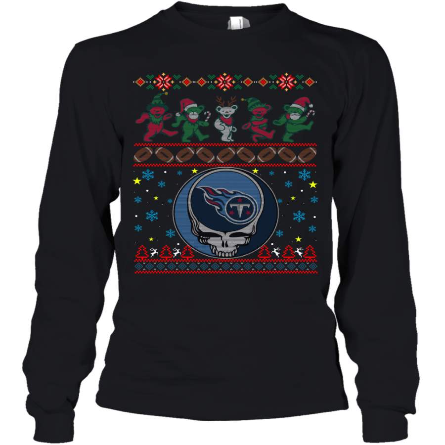 Tennessee Titans Christmas Grateful Dead Jingle Bears Football Ugly Sweatshirt Youth Long Sleeve T-Shirt