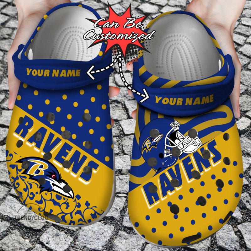 Football Personalized BRavens Polka Dots Colors Clog Shoes