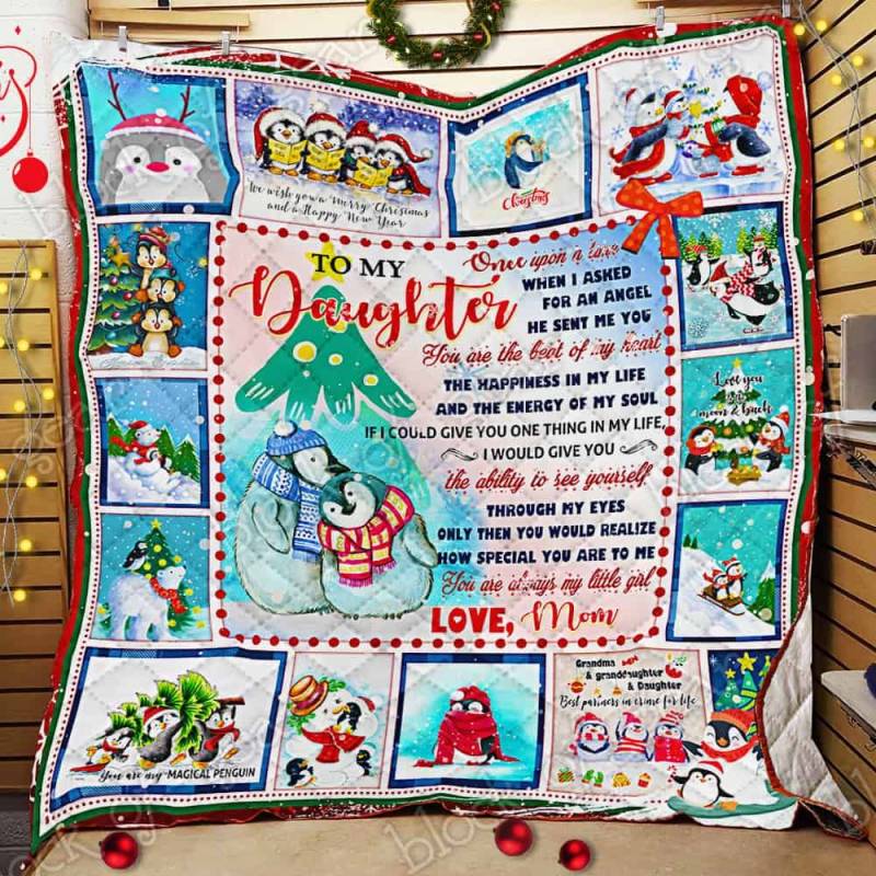 Love My Dear Christmas Penguin Daughter, Mom Quilt PSL881m Block Of Gear™ – Block of Gear