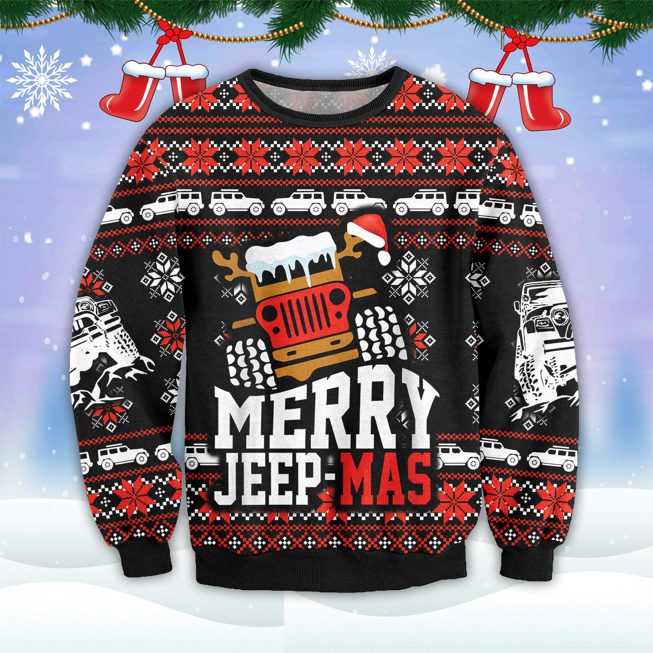 Merry Jeep-Mas Black & Red Sweater Lt11