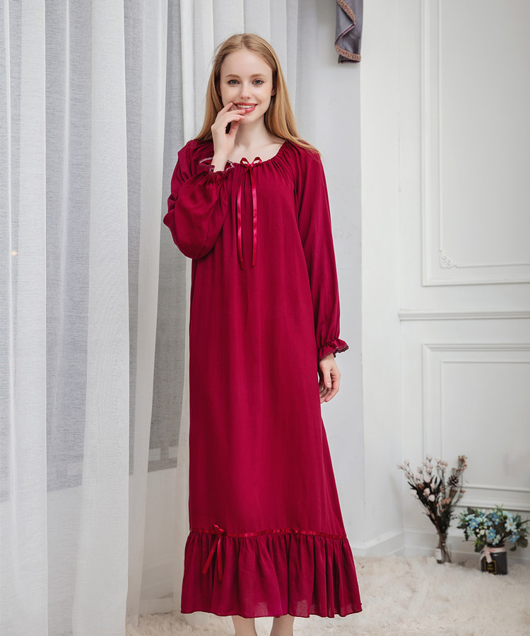 Spring Long Sleeve Cotton Nightdress Nightgown For Women Elegant Cute Princess Style Sleepwear Sleepdress Home Wear Nightgowns alx