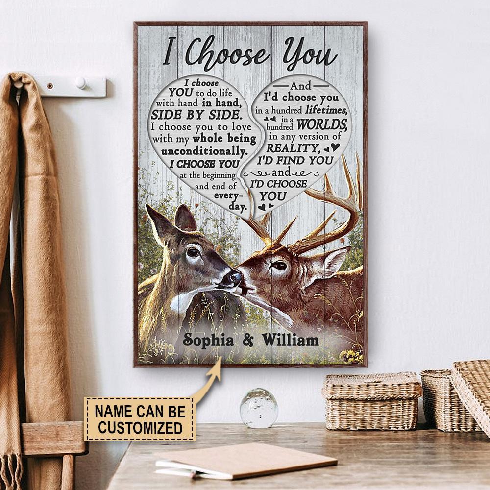 Aeticon Gifts Personalized Deer I Choose You Pallet Canvas Mom Dad Gift Home Decor