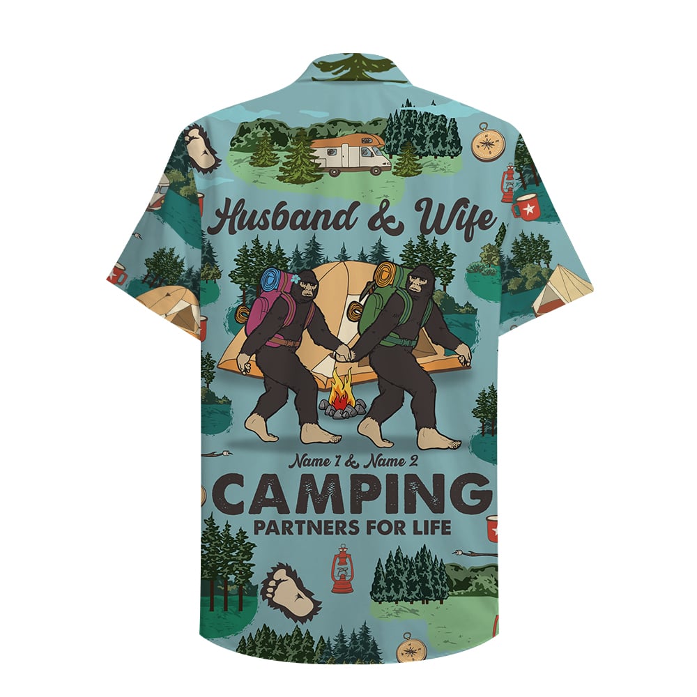 Camping Husband And Wife Partners For Life Custom Hawaii Aloha Shirt Ha11148