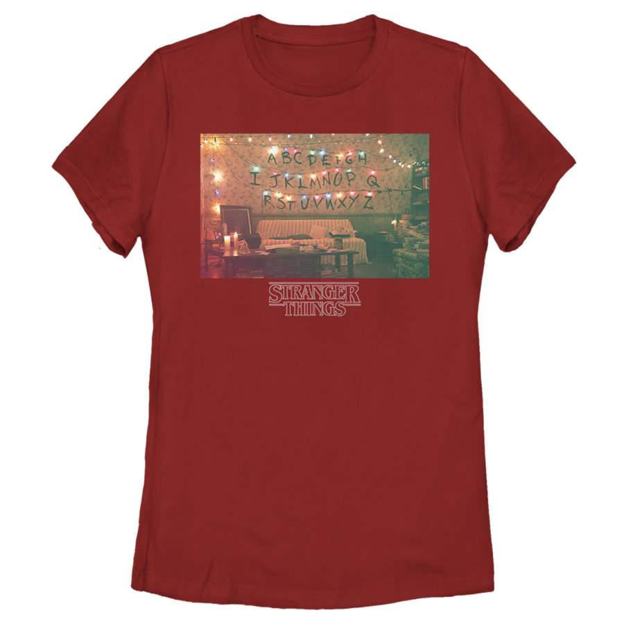 Stranger Things Women’s Christmas Lights Portrait  T Shirt