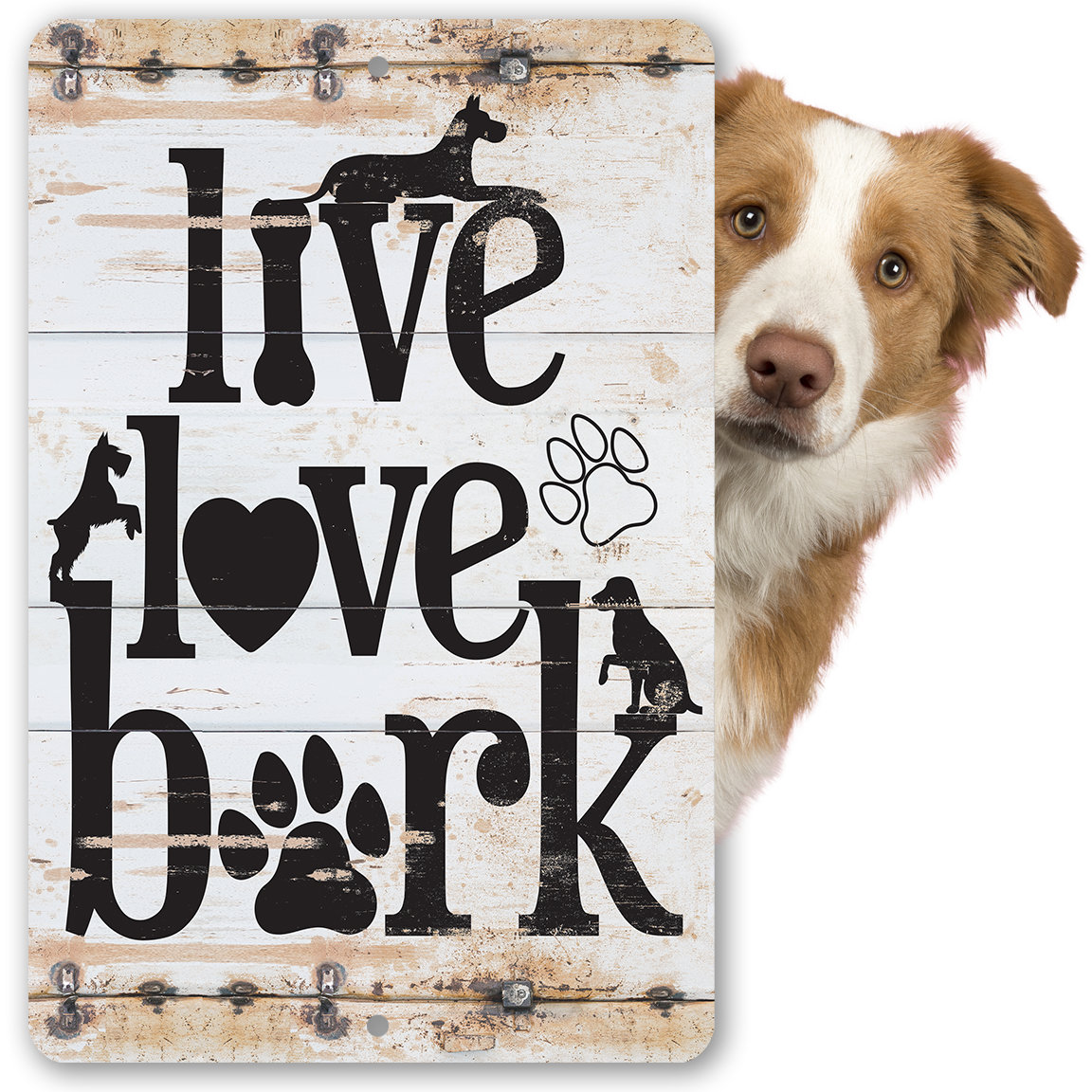 Live Love Bark  8″ x 12″ or 12″ x 18″ Aluminum Tin Awesome Metal Poster