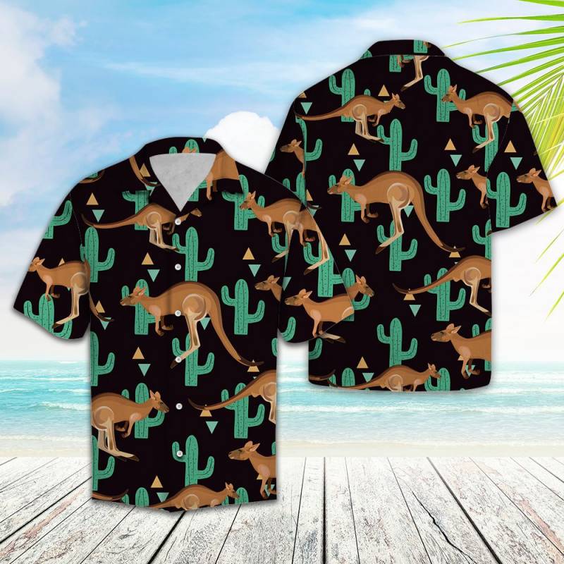 Kangaroo Cactus Pattern Hawaii Shirt Ha87089