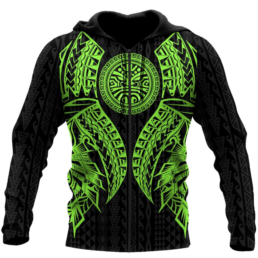 Amazing Polynesian Tattoo Green Hoodie-ML