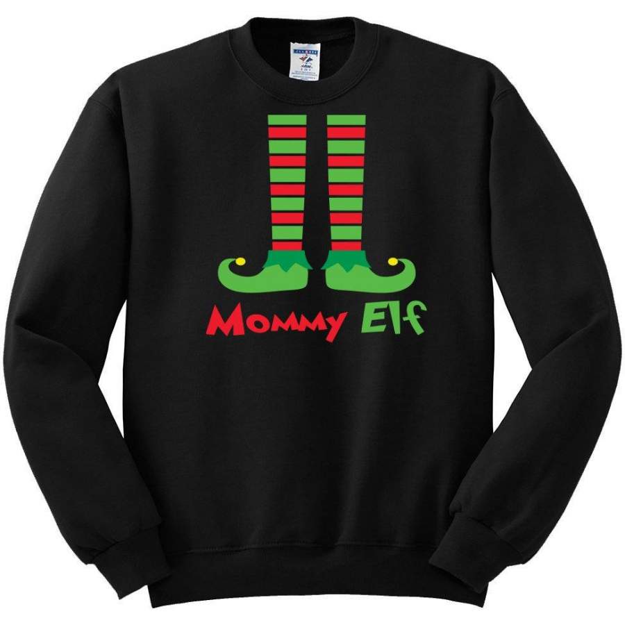 Mommy Elf Shoes | Mens Christmas Crewneck Sweatshirt