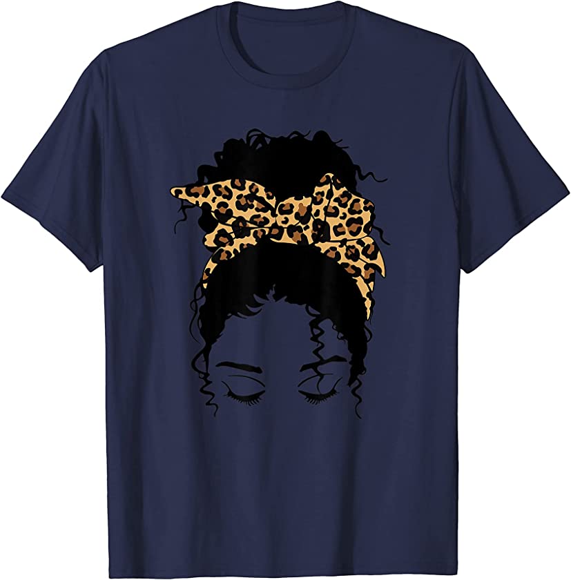 Afro African American Mother Leopard Funny Black Mom Life T-Shirt