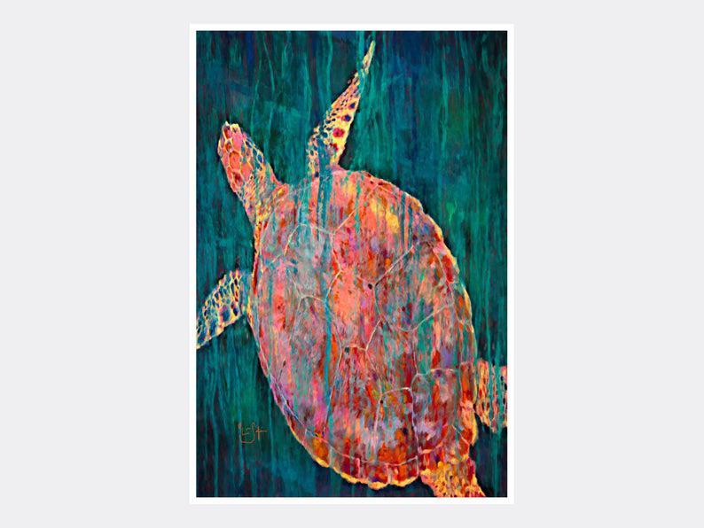 Sea Turtle Giclee Art Print Poster By Artist Lisa Sofia Robinson