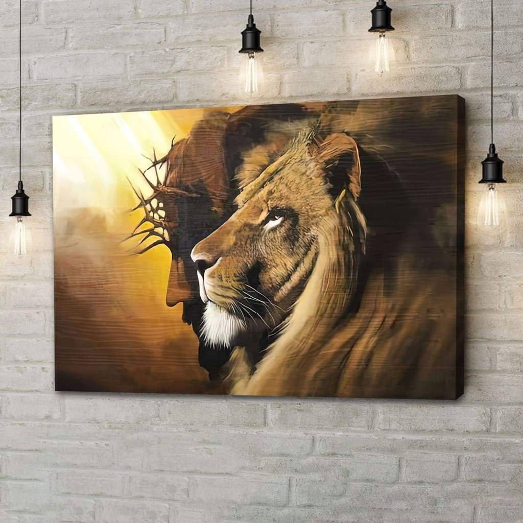 The Lion Of Judah Jesus Christ Wall Art Canvas, Lion And Jesus Picture – Religious Wall Decor