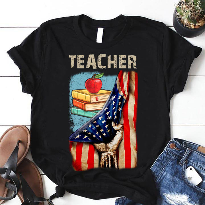 Vintage Teacher American Flag Gift Standard/Premium T-Shirt