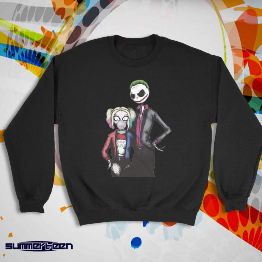 Jack Skellington And Sally Nightmare Before Christmas As Joker And Harley Quinn Women’S Sweatshirt