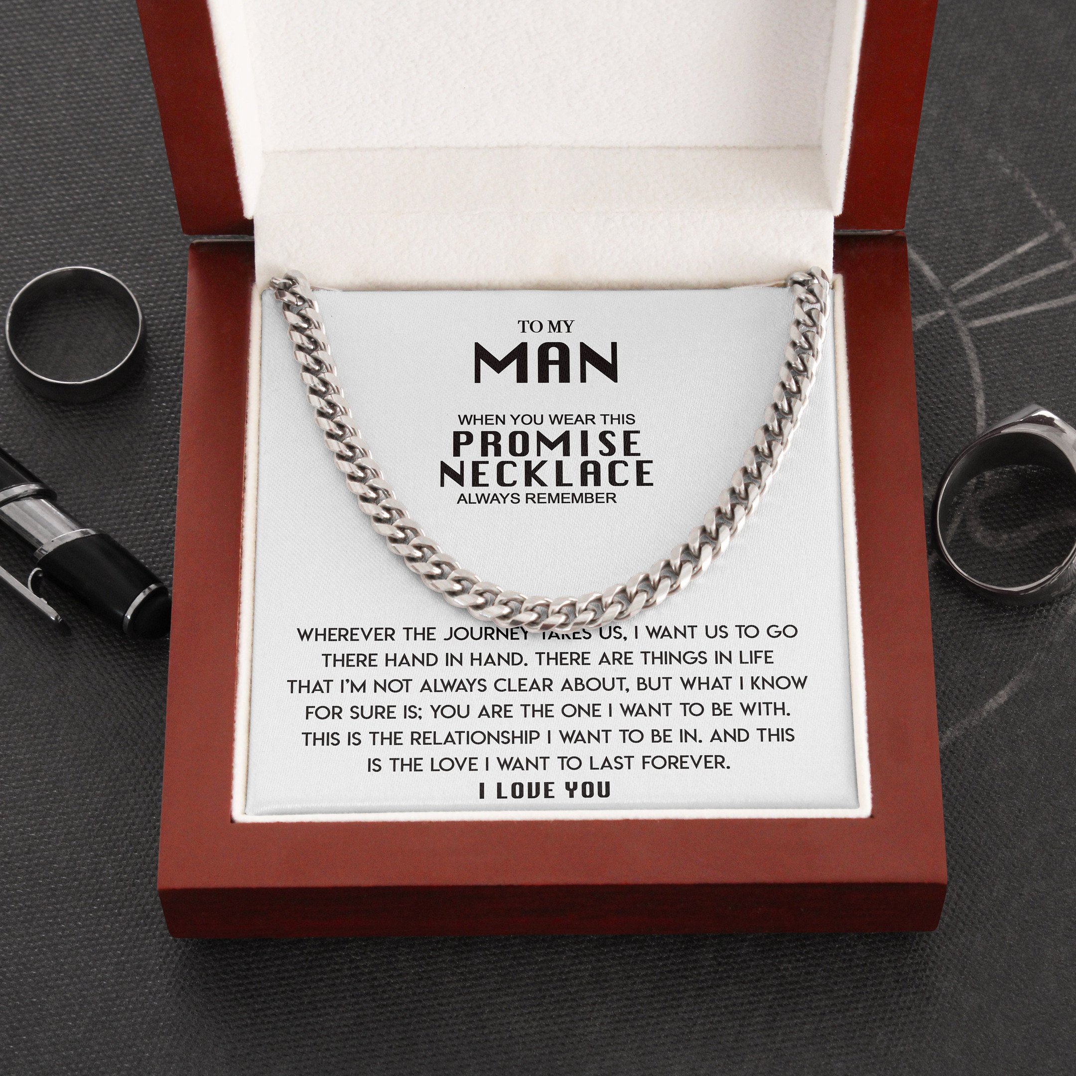 To My Man Cuban Chain Necklace, Valentine Gift For Him, Boyfriend Birthday, Boyfriend Anniversary, Romantic Gift For Boyfriend