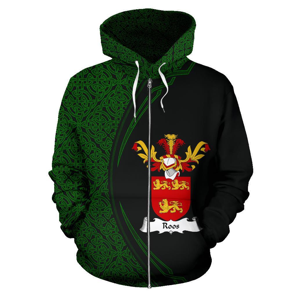 Roos Family Crest Zip Hoodie Irish Circle Style Hj4