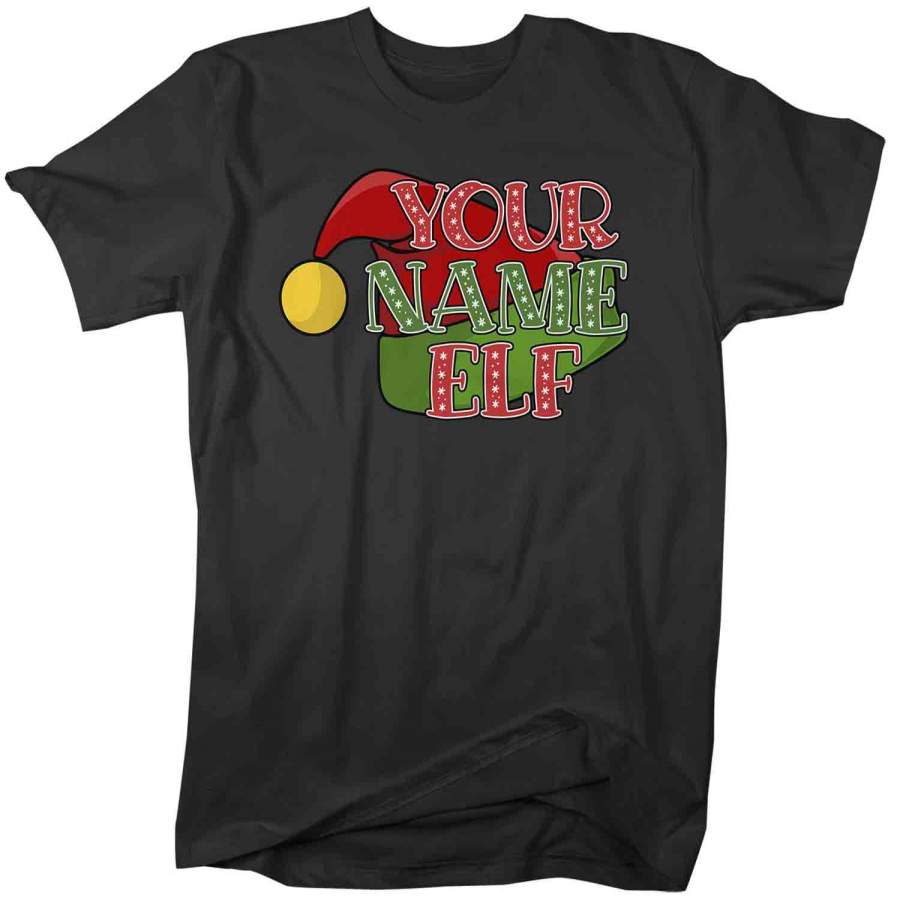 Men's Personalized Elf T Shirt Custom Elf Shirt Cute Christmas Shirts Xmas Elf Shirt Hat Shirts Elves Shirt New Fashion