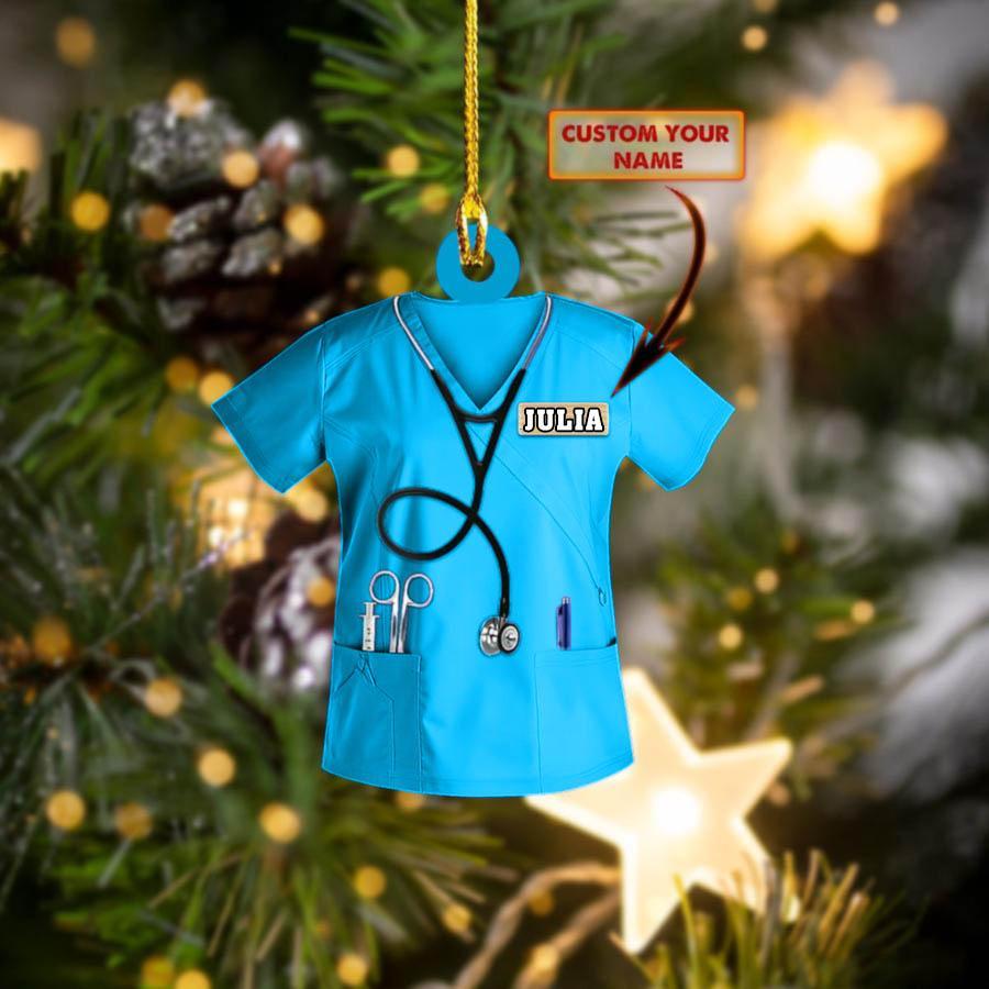 Personalized Nurse Ornament, Costume Color Can Be Changed V2