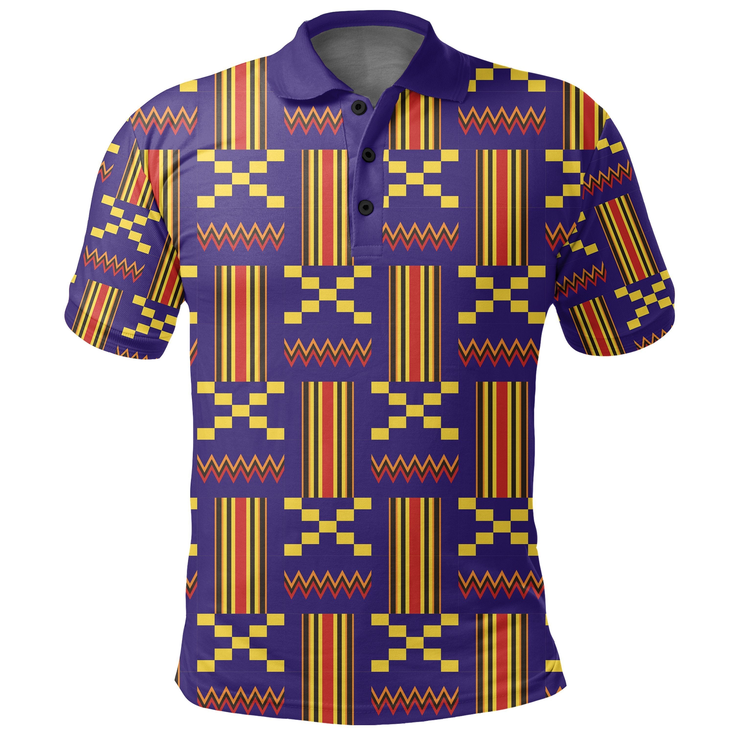 Kente Blue Akan Polo Shirt