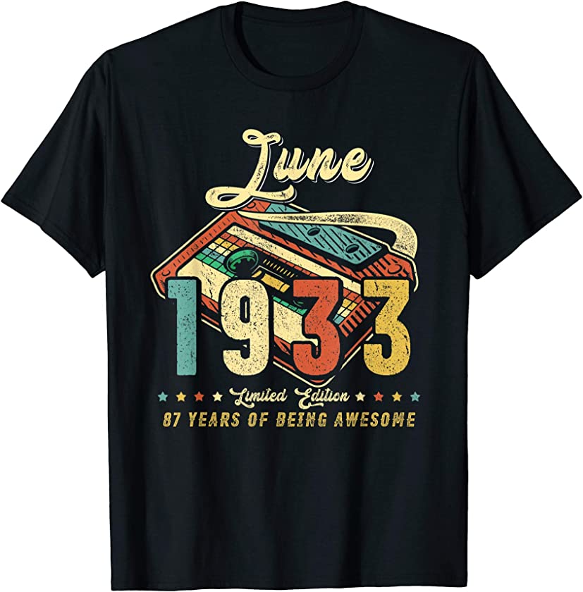 Vintage JUNE 1933 Made in 1933 87th birthday 87 years old T-Shirt