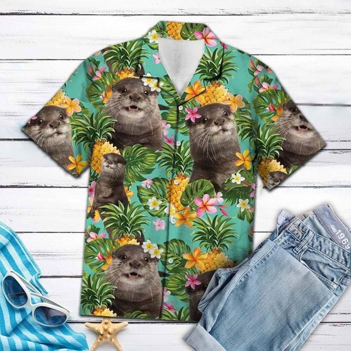 Otter Fruit Hawaii Graphic Print Short Sleeve Hawaii Casual Shirt Ha29978