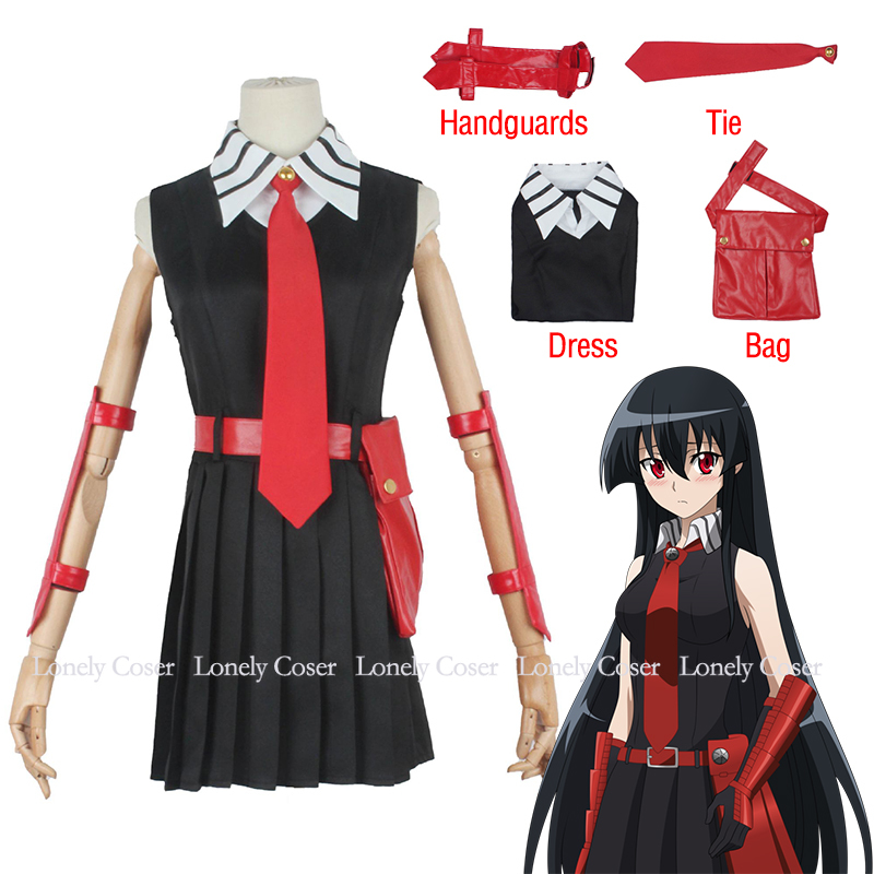 Anime Akame ga KILL! Akame Cosplay Costume Dress Tie Handguard Bag Accessories Sets Uniform Halloween Party Girls Women alx