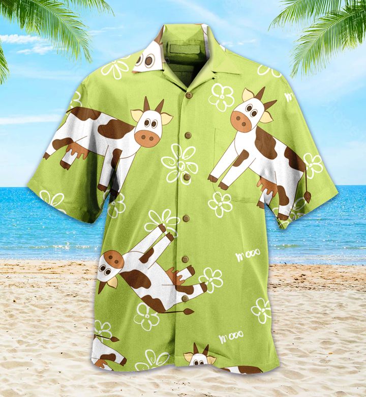 Cow On Field Green Hawaii Shirt Ha24400