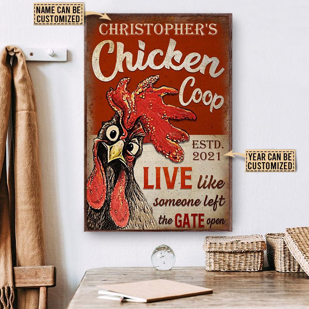 Aeticon Gifts Personalized Chicken Coop The Gate Open Canvas Mom Dad Gift Home Decor