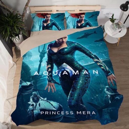 Aquaman Mera 3 Duvet Cover Pillowcase Home Decor 3D Bedding Set 1665