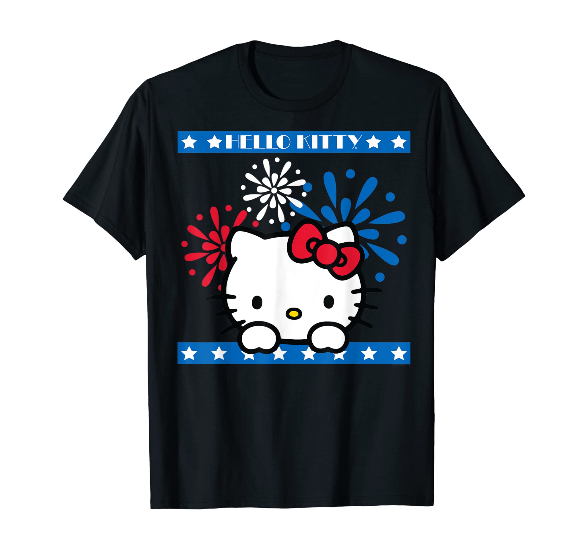 Hello Kitty Fireworks 4th of July Red White Blue Americana T-Shirt