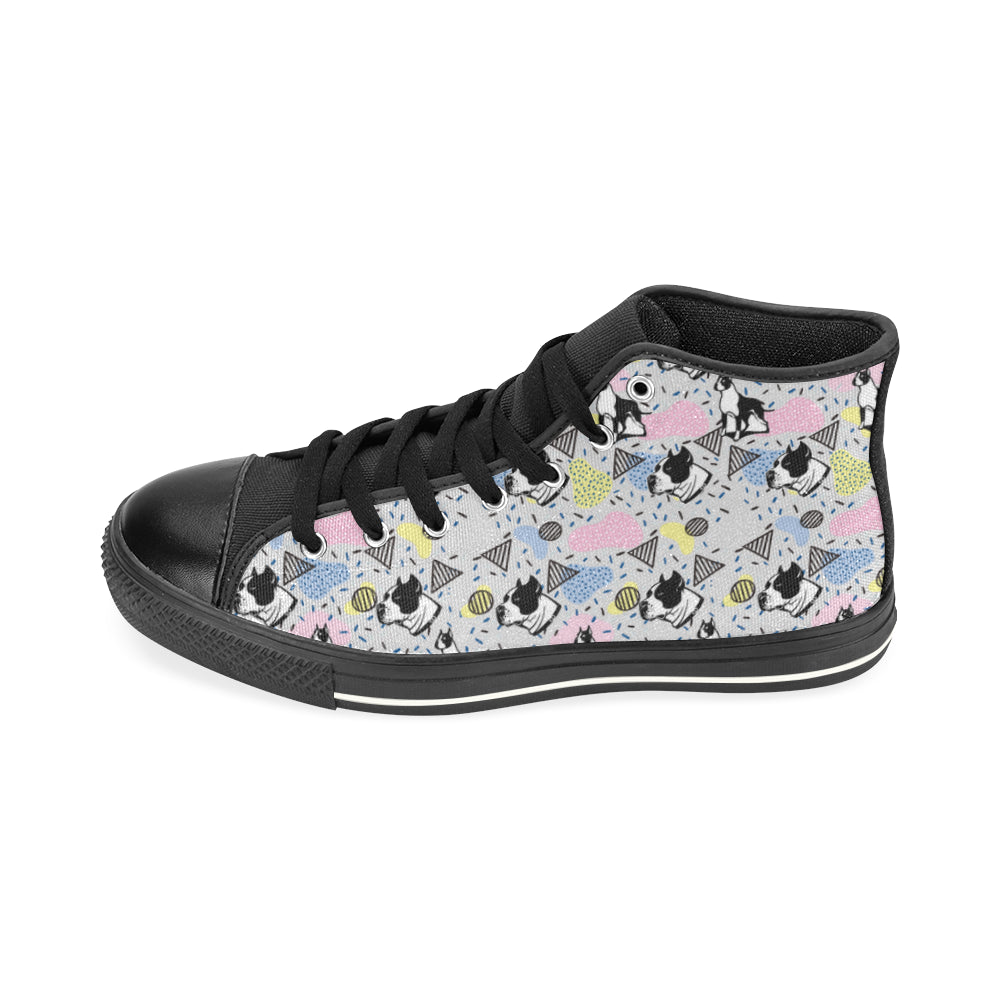 American Staffordshire Terrier Pattern Black High Top Canvas Women’s Shoes/Large Size