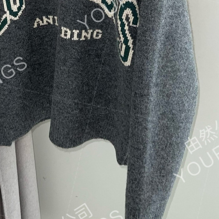 2022 New Women’s Letter Jacquard Sweater Female Vintage Green Loose All-Match Warm Knit Pullover for Autumn Winter alx