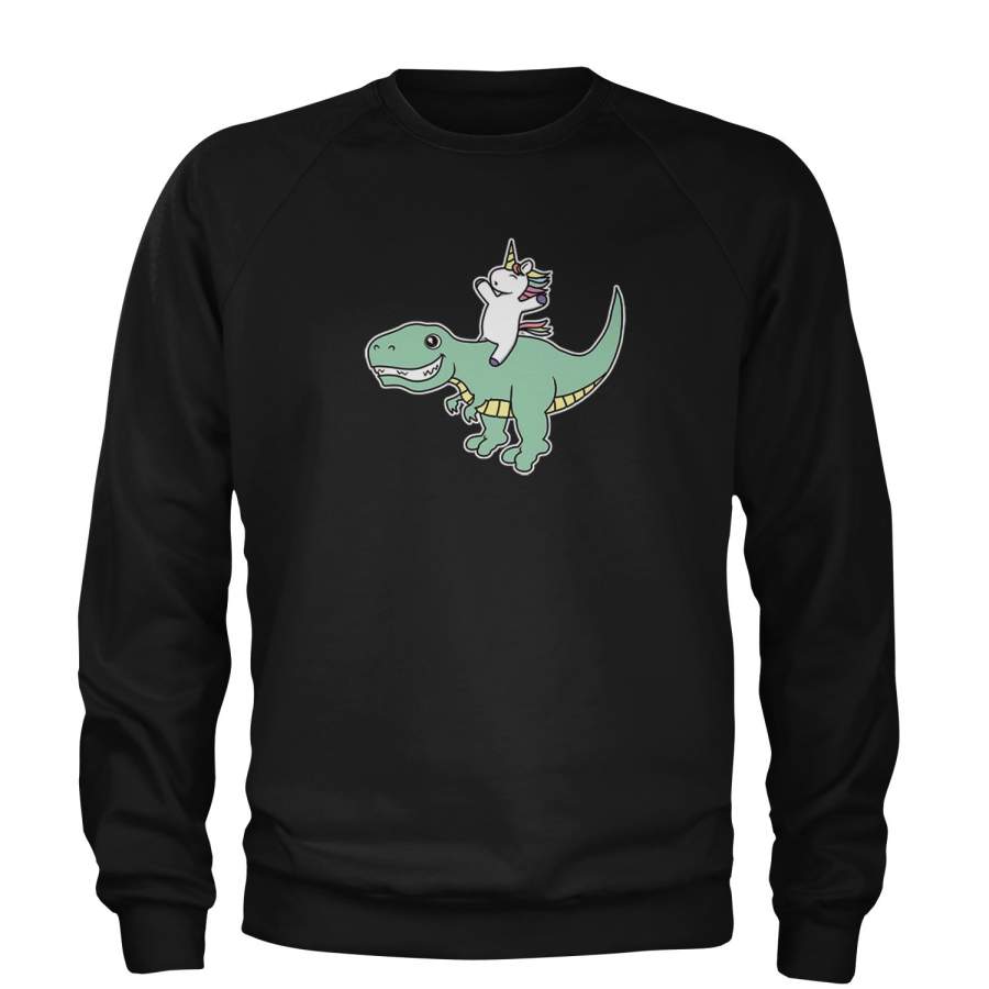 Unicorn Riding A Dinosaur Adult Crewneck Sweatshirt