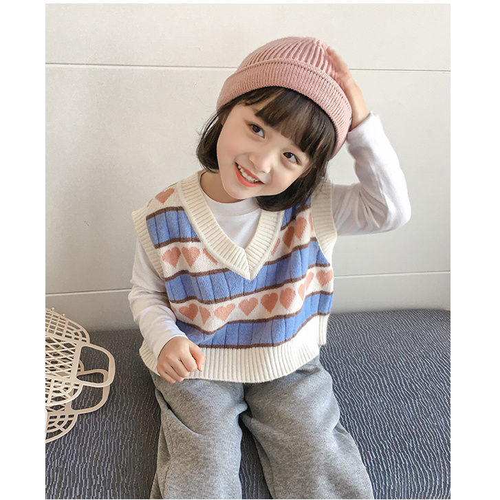 The new Korean version of children’s spring sweater vest tide girls knitted vest spring and autumn 2021 P4364 alx