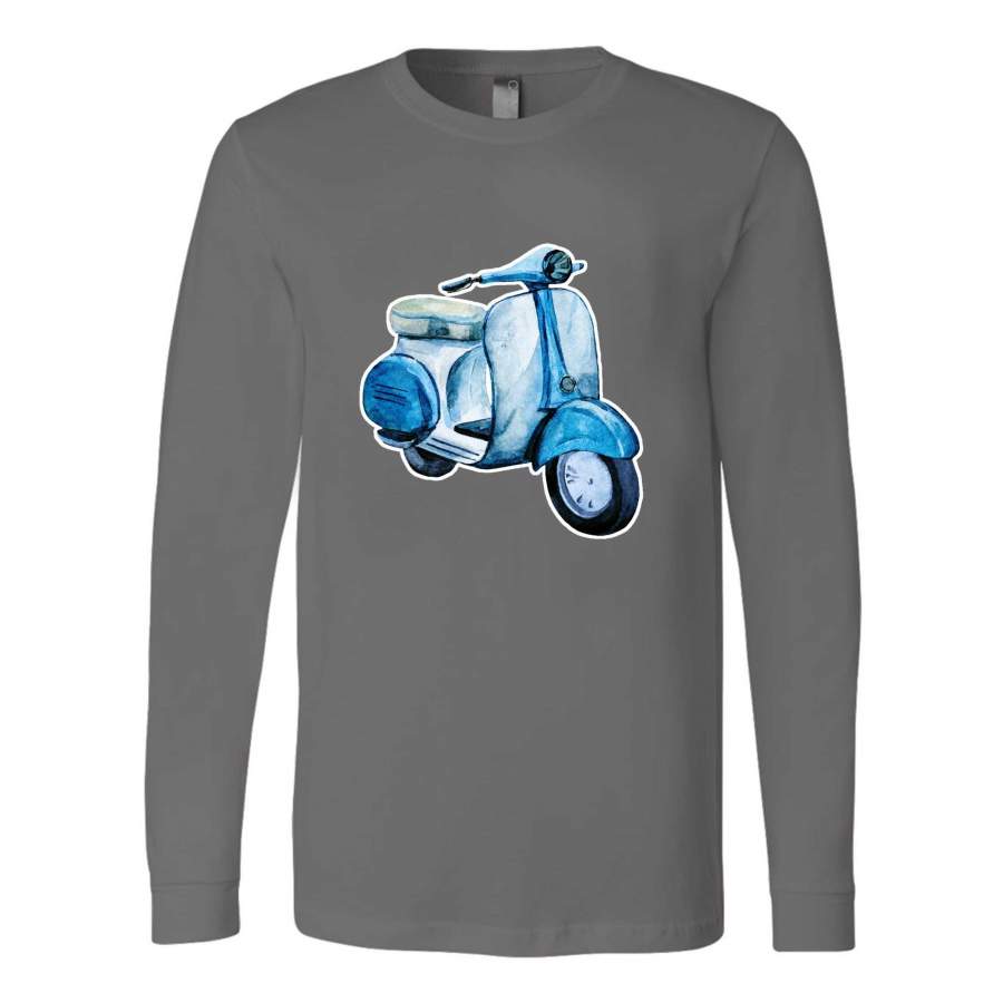 Bombardier Blue Scooter Vintage Retro Distressed San Antonio Texas Long Sleeve T-Shirt