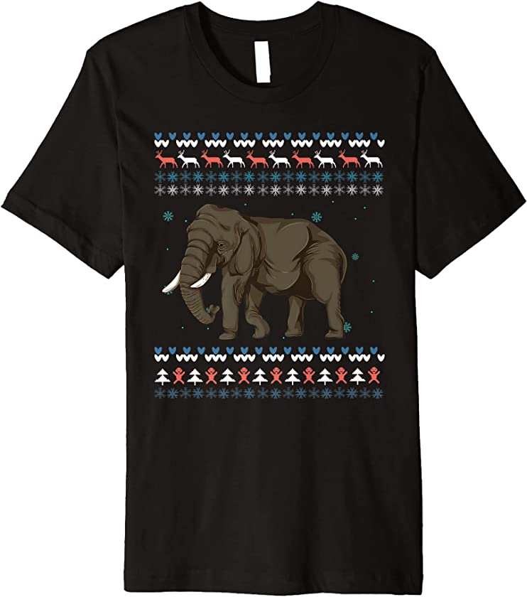 Ugly Christmas Zoo Animal Merry Xmas Africa Elephant Premium T-Shirt