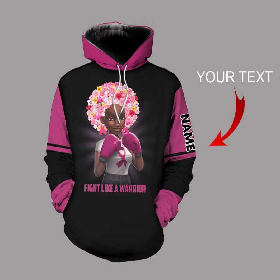 Personalized  Fight Like A Warrior Breast Cancer Awareness Sugar Skull Girl Hoodie