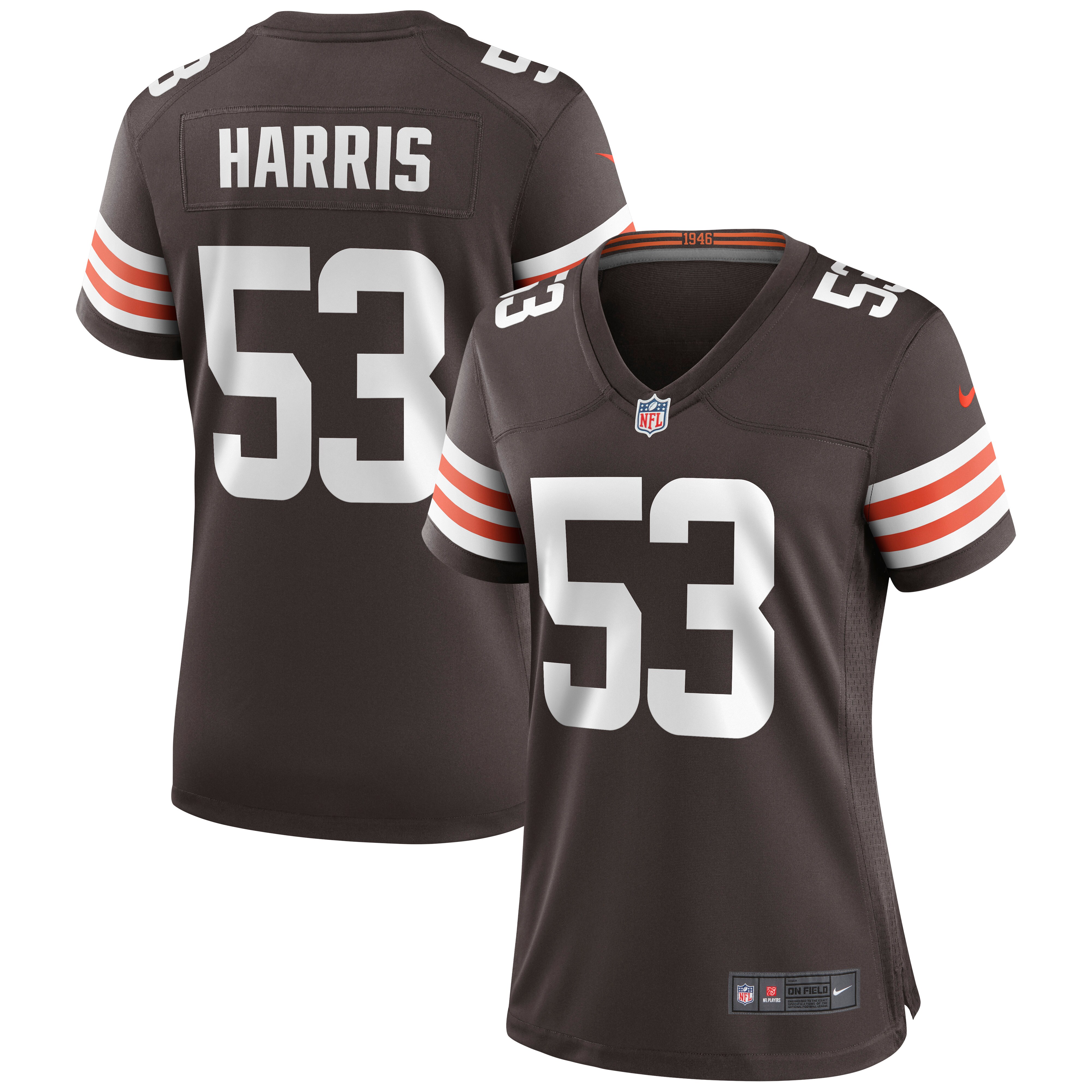 Nick Harris Cleveland Browns Women's Game Jersey – Brown