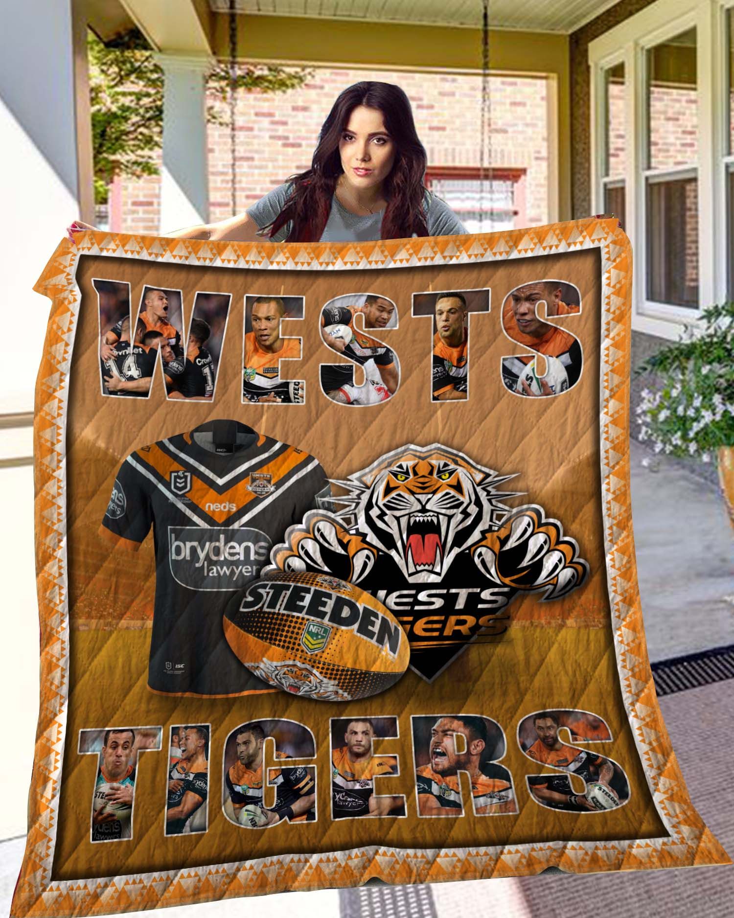 Wests Tigers 3D Quilt Blanket, Fleece Blanket